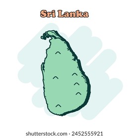 Sri Lanka cartoon colored map icon in comic style. Country sign illustration pictogram.