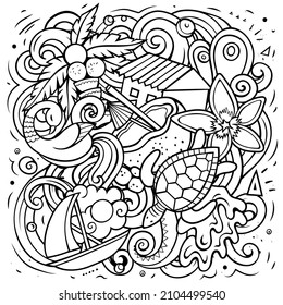 Sri Lanka cartoon vector doodle illustration. Sketchy detailed composition with lot of Exotic island objects and symbols.