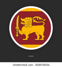 Sri Lanka Kreis-Flagge Symbol auf dunkelgrauem Hintergrund. Sri Lanka Button Flaggensymbol mit weißer Grenze einzeln auf kaum dunklem Hintergrund.