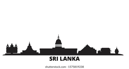 Sri Lanka city skyline isolated vector illustration. Sri Lanka travel black cityscape