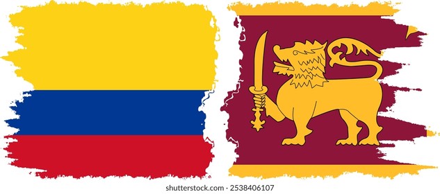 Conexão de bandeiras grunge do Sri Lanka e da Colômbia, vetor