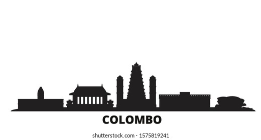 Sri Lanka, Colombo city skyline isolated vector illustration. Sri Lanka, Colombo travel black cityscape