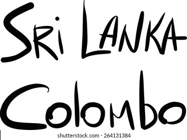 Sri Lanka, Colombo, hand-lettered Country and Capital, handmade calligraphy, vector