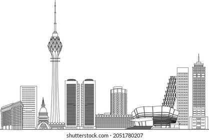 Sri Lanka, Colombo. Line sky line drawing vector illustration