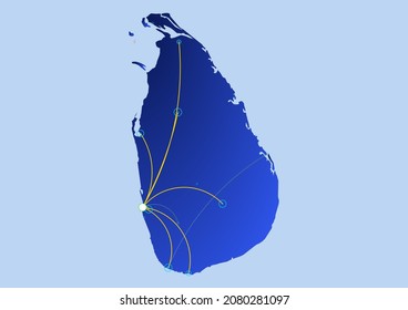 Sri Lanka concept map, illustration of Sri Lanka for internet or innovation or technology. File is suitable for digital editing and prints of all sizes.
