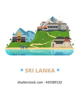 Sri Lanka Country Badge Fridge Magnet Whimsical Design Template. Flat Cartoon Style Historic Sight Showplace Web Site Vector Illustration. World Vacation Travel Sightseeing Asia Asian Collection. 