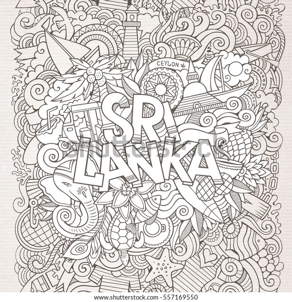 Sri Lanka Country Hand Lettering Doodles Stock Vector Royalty Free