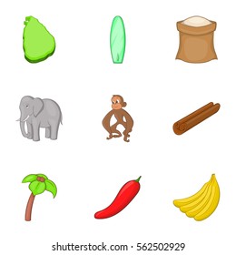 Sri Lanka country symbols icons set. Cartoon illustration of 9 Sri Lanka vector icons for web