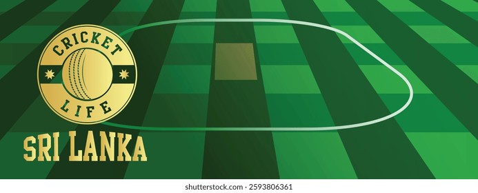 Sri Lanka Cricket Life Green Field Background Concept with Gold Stamp abstract illustration image