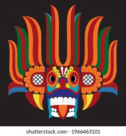 Sri Lanka devil dancing mask, Traditional Monster Vector art.