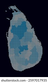Sri Lanka dotted map. Digital style map of the country on dark background. Sri Lanka shape with square dots. Colored dots style. Small size squares. Beautiful vector illustration.