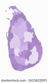 Sri Lanka dotted map. Digital style map of the country on a white background. Sri Lanka shape with square dots. Colored dots style. Small size squares. Vibrant vector illustration.