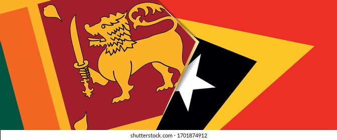 Sri Lanka and East Timor flags, two vector flags symbol of relationship or confrontation.