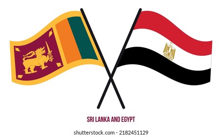 Sri Lanka and Egypt Flags Crossed And Waving Flat Style. Official Proportion. Correct Colors.