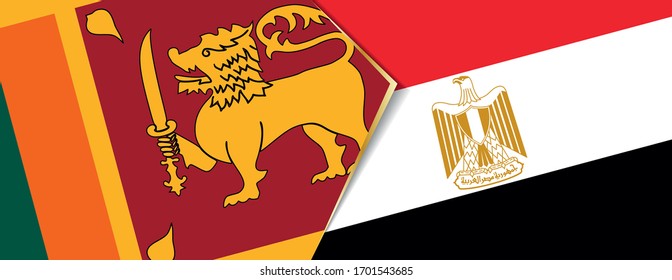 Sri Lanka y Egipto banderas, dos vectores símbolo de relación o confrontación.