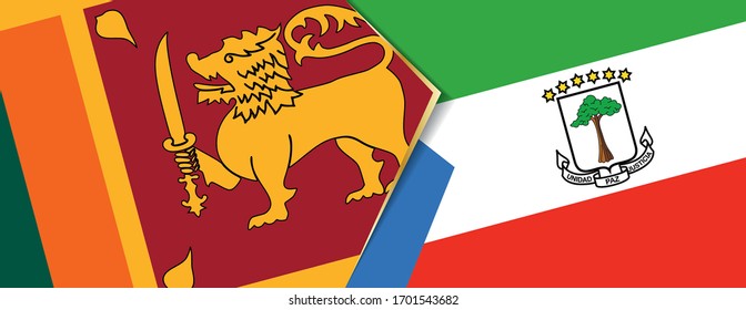 Sri Lanka and Equatorial Guinea flags, two vector flags symbol of relationship or confrontation.