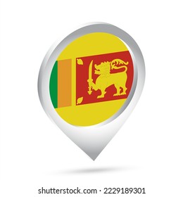 Sri Lanka flag 3d pin icon. Vector illustration.