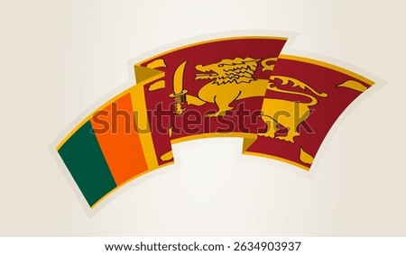 Sri Lanka Flag in Abstract Ribbon Shape, National Symbol of the Sri Lanka. This vector is ideal for use in national events, Independence Day, international sports competitions.