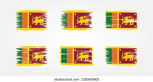 Colección de pincel de bandera de Sri Lanka. Bandera nacional