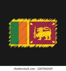 Sri lanka Flag Brush Strokes Painted