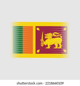 Sri Lanka Flag Brush Strokes Painted