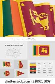 vector de hoja de construcción de bandera sri lanka