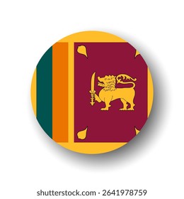 Sri Lanka flag - flat vector circle icon or badge with dropped shadow.
