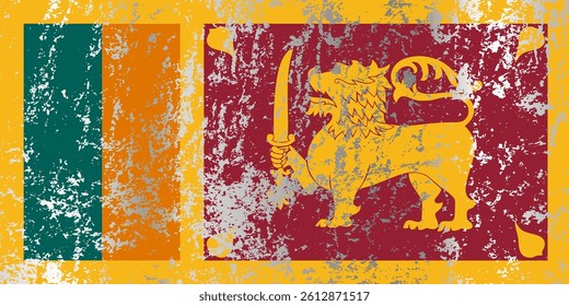 Sri Lanka flag with grunge effect.