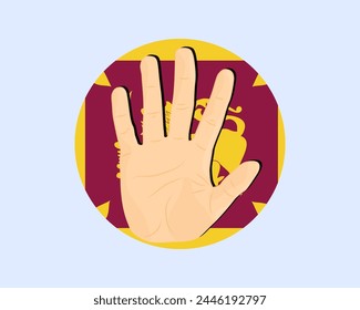 Sri-Lanka-Fahne mit Handstopp-Schild, Protest- und Menschenrechtsidee, Vektorgrafik-Design, Protest in Sri Lanka, Einschränkung oder verbotenes Emblem, Verletzung der Meinungsfreiheit, Krieg beenden