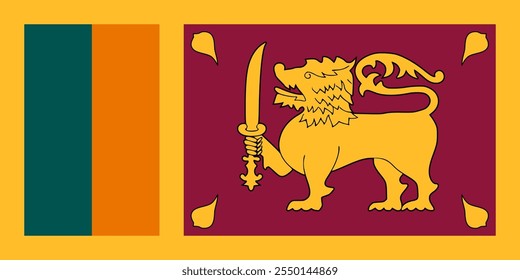 Sri Lanka flag in official colors, dimensions and aspect ratio. Vector flag symbolizing national pride, identity, heritage, patriotism and authority