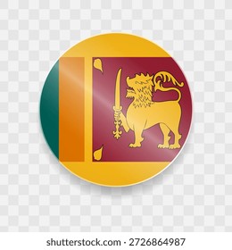 Sri Lanka Flagge auf Knopfdruck glänzend Glas