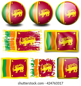 Sri Lanka flag on different objects illustration