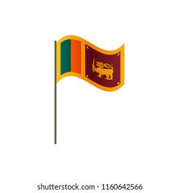 Sri Lanka flag on the flagpole. Official colors and proportion correctly. Waving of Sri Lanka flag on flagpole, vector illustration isolate