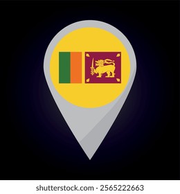Sri Lanka Flag on Location Pin. vector illustration