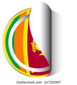 Sri Lanka flag on round sticker illustration