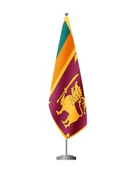 Sri Lanka Flag On Flag Stand For Official Meetings, Transparent Background, Vector