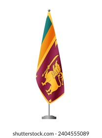 Bandera de Sri Lanka en el puesto de bandera para reuniones oficiales, fondo transparente, vector