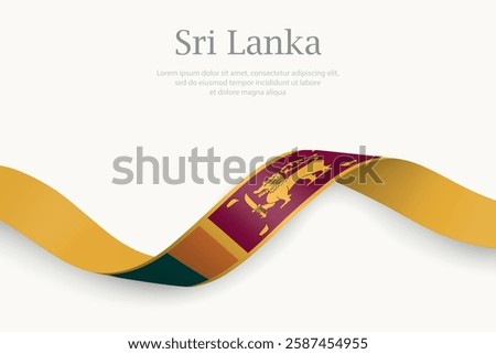 Sri Lanka flag on Waving ribbon. Template for independence day