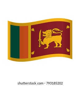Sri Lanka Flag, Raster version. National flag of Sri Lanka: golden lion with sword on dark red background, green and orange verical stripes on left side.