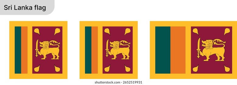 
Bandeira do Sri Lanka - ícone retangular, quadrado e circular em fundo transparente