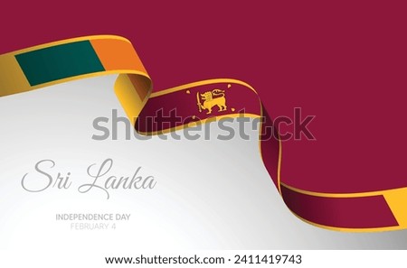 sri lanka flag ribbon Independence Day 4 February vector poster