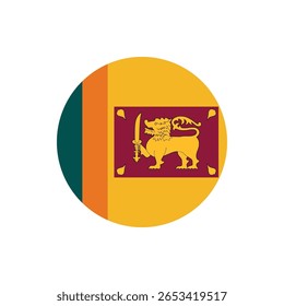 Sri Lanka flag round button vector. Sri Lanka national flag icon badge for independence day celebration PNG on transparent background.