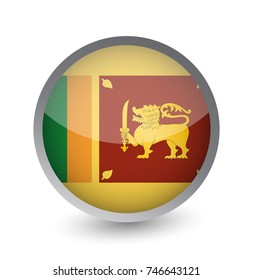 Sri Lanka Flag Round Glossy Icon. Vector illustration.