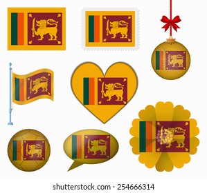 Sri Lanka flag set of 8 items vector