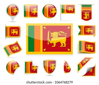 Sri Lanka Flag Set - Vector Illustration