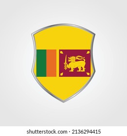 Sri Lanka Flagge mit Schildrahmen. Nationalflagge