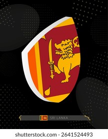 Sri Lanka Flag Shield icon in 3D on Dark Modern Abstract Rugby Background. Perfect for sports events, heritage themes, national celebrations, and patriotic designs.