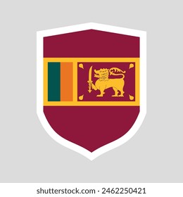 Bandera de Sri Lanka en marco de forma de escudo