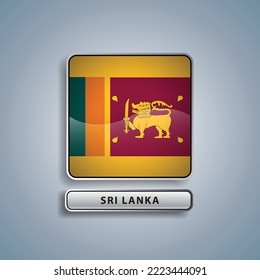 Sri Lanka flag square button vector illustration