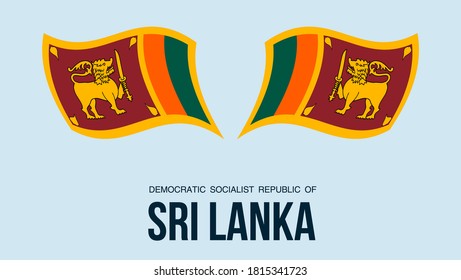 Sri Lanka flag state symbol isolated on background national banner. Greeting card National Independence Day Democratic Socialist Republic of Sri Lanka. Illustration banner with realistic state flag.